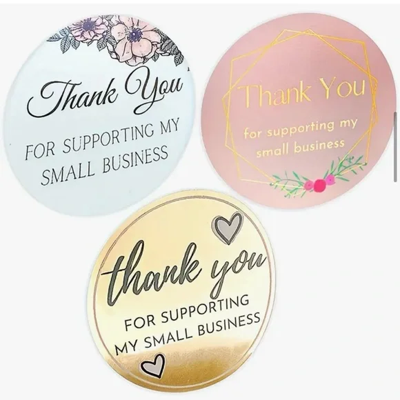 500 Thank You Sticker Roll Small Business Packaging Labels Floral Gold Pink NIP - Picture 2 of 6
